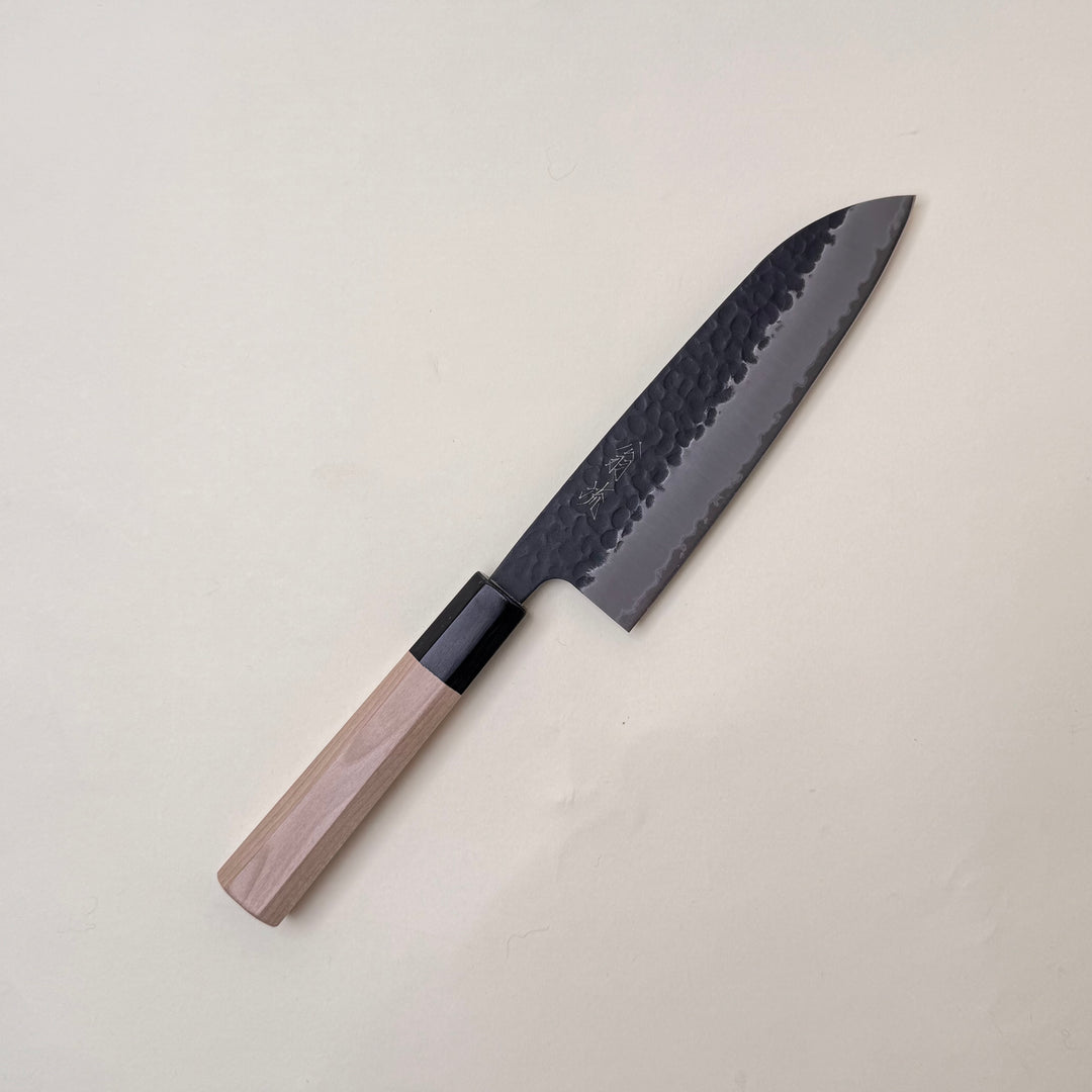 Tsuchime Santoku 165mm Kurouchi Blue Super Magnolia Handle Community Cutlery