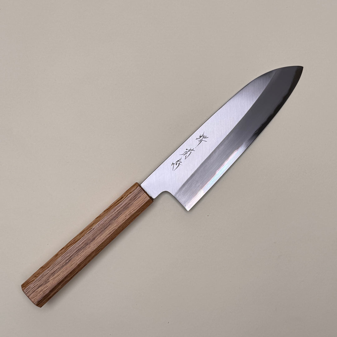 Sakai Kikumori Nakagawa santoku knife oak handle 18cm community cutlery