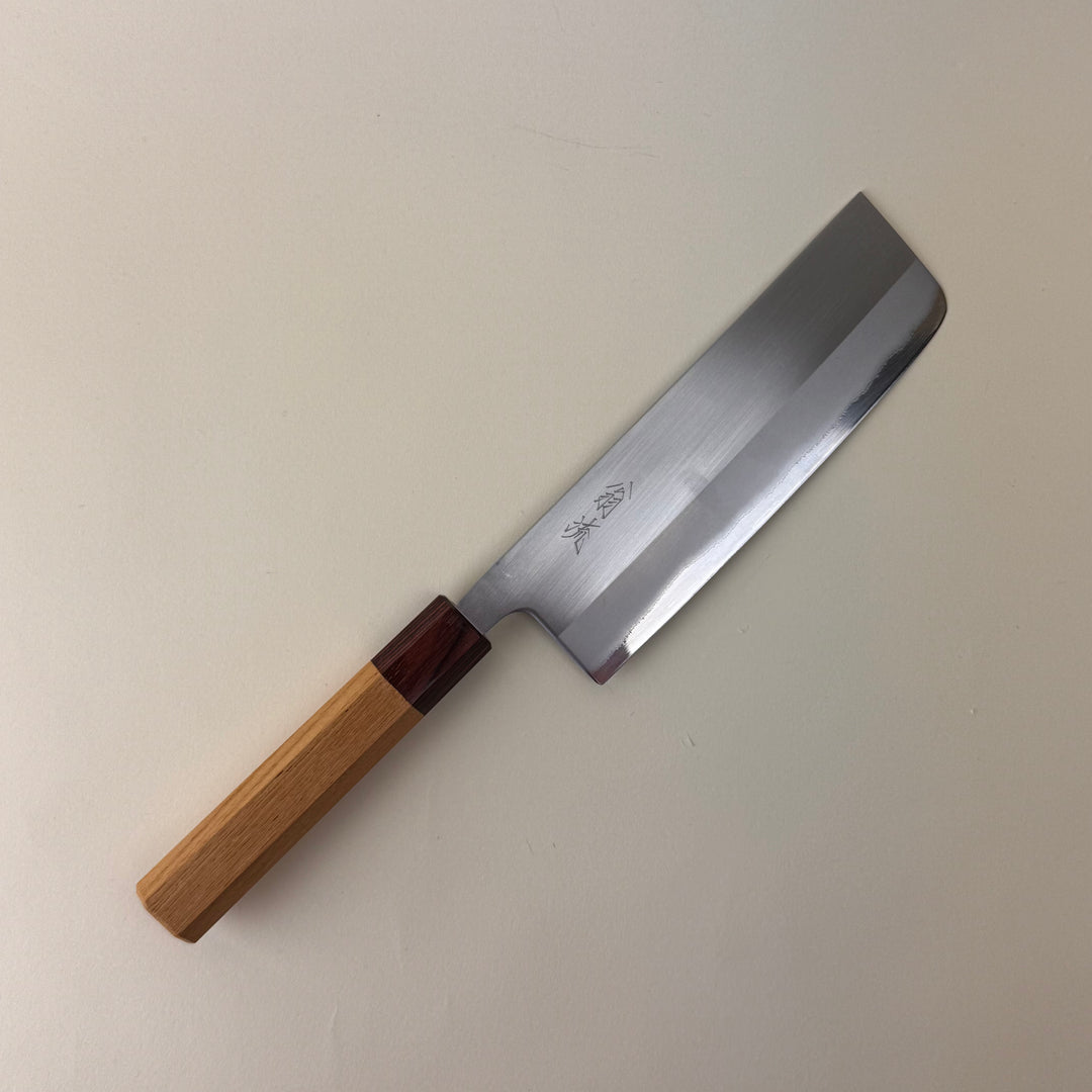 Nakiri 165mm Keyaki Handle stainless clad san mai