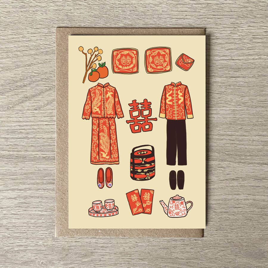 Chinese Wedding Tea Ceremony Greeting Card Bert and Roxy