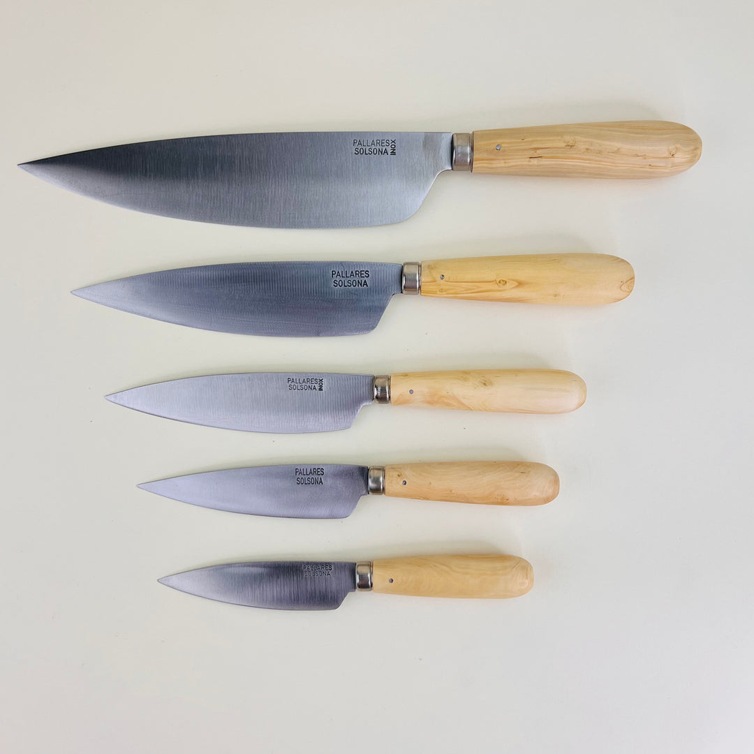 Pallares kitchen knives carbon steel boxwood handle