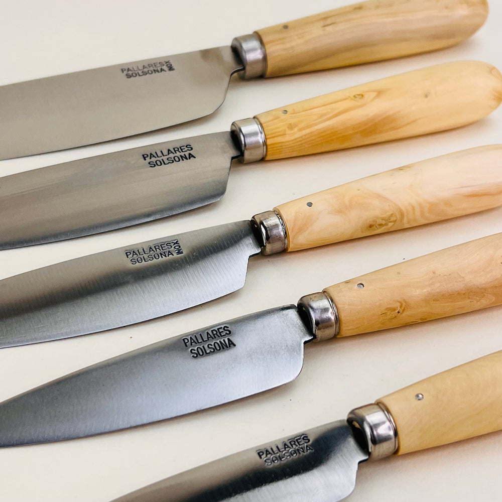 Pallares kitchen knives carbon steel boxwood handle