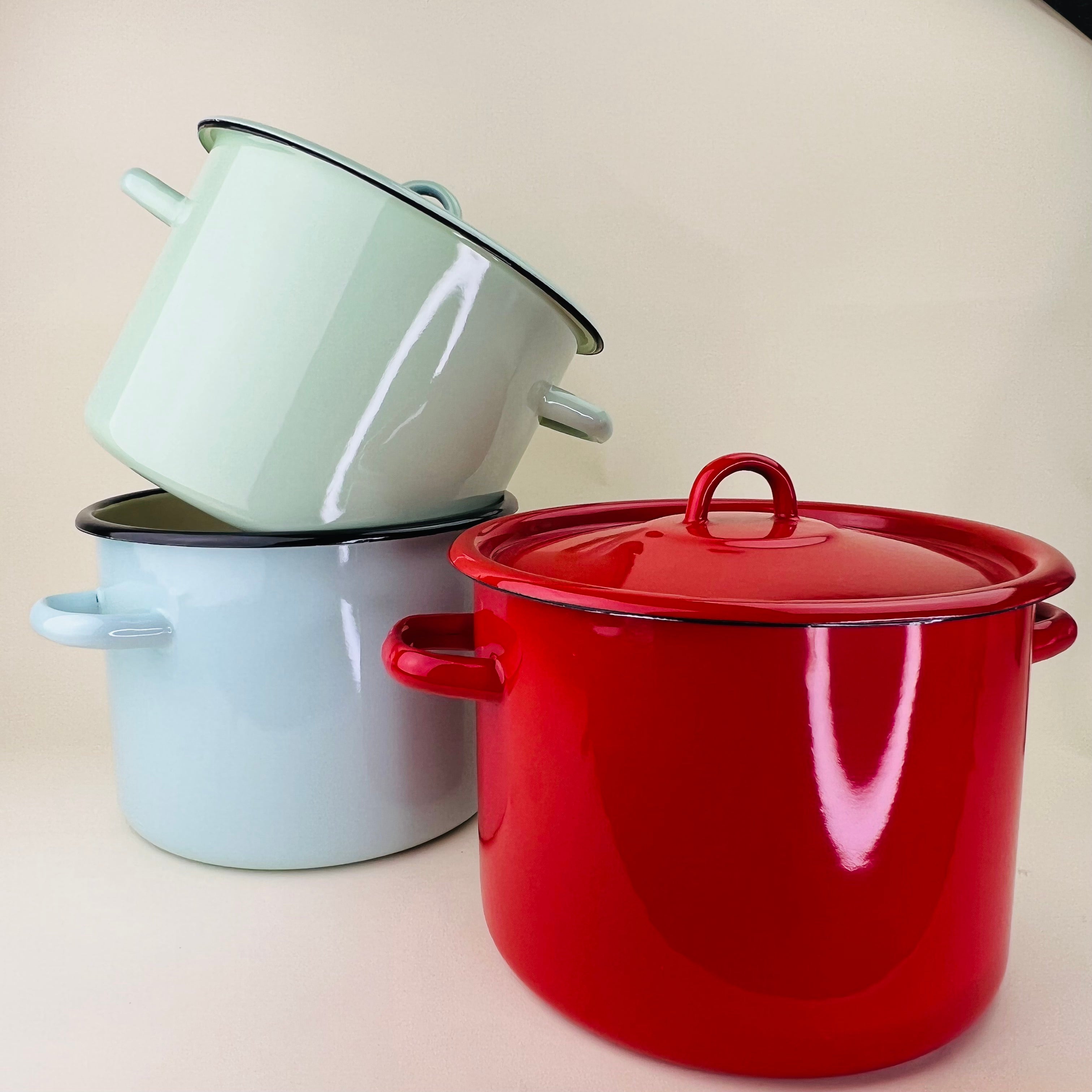 Enamel Cooking Pot with Lid Large Community Cutlery