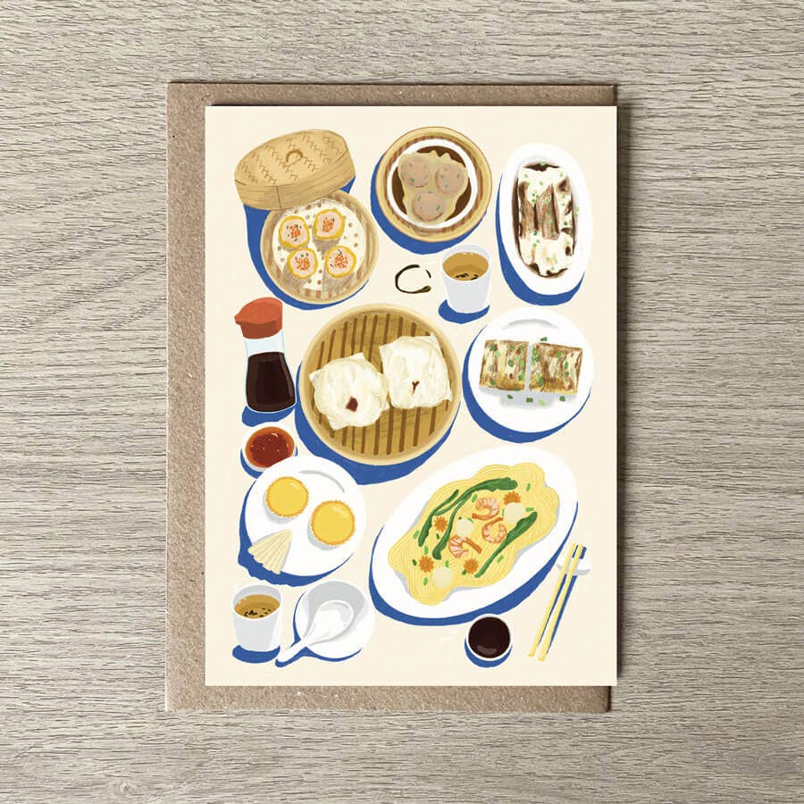 Chinese Yum Cha Eco Friendly Greeting Card Bert and Roxy