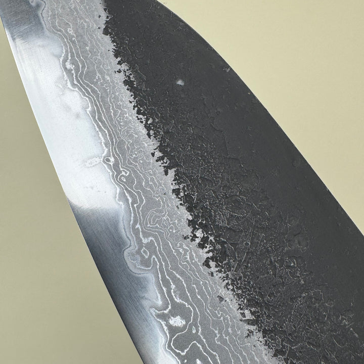 Mutsumi Honoura Blue Super Kurouchi Suminagashi Santoku Knife 165mm