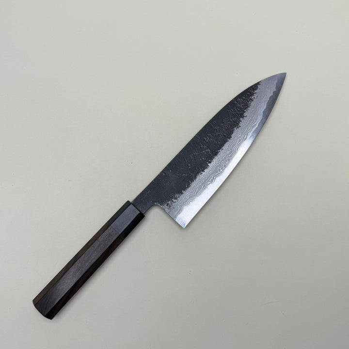 Mutsumi Honoura Blue Super Kurouchi Suminagashi Gyuto Knife 180mm