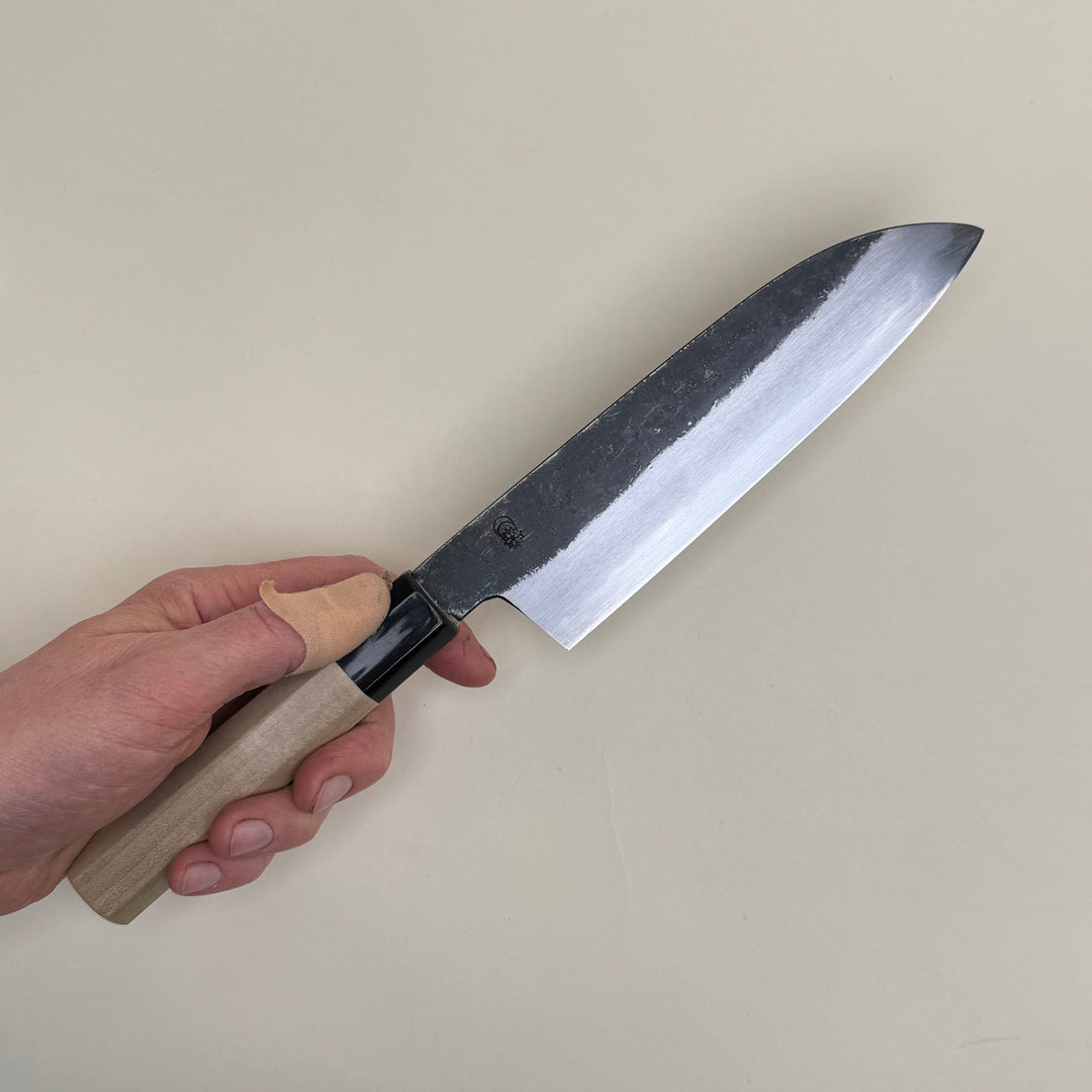Sakai Kikumori Kikuzuki Kuro Santoku Knife 180mm