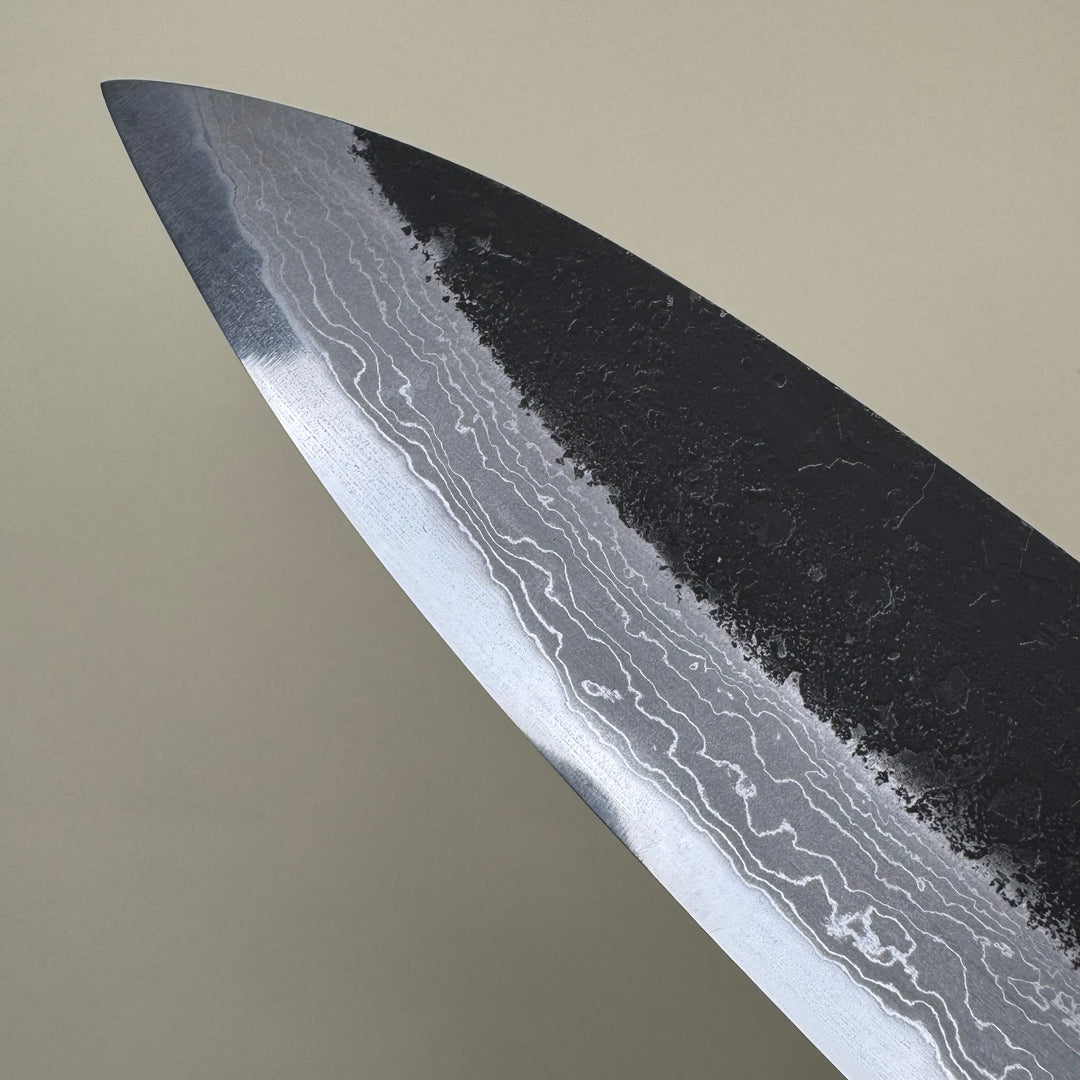 Mutsumi Honoura Blue Super Kurouchi Suminagashi Gyuto Knife 180mm