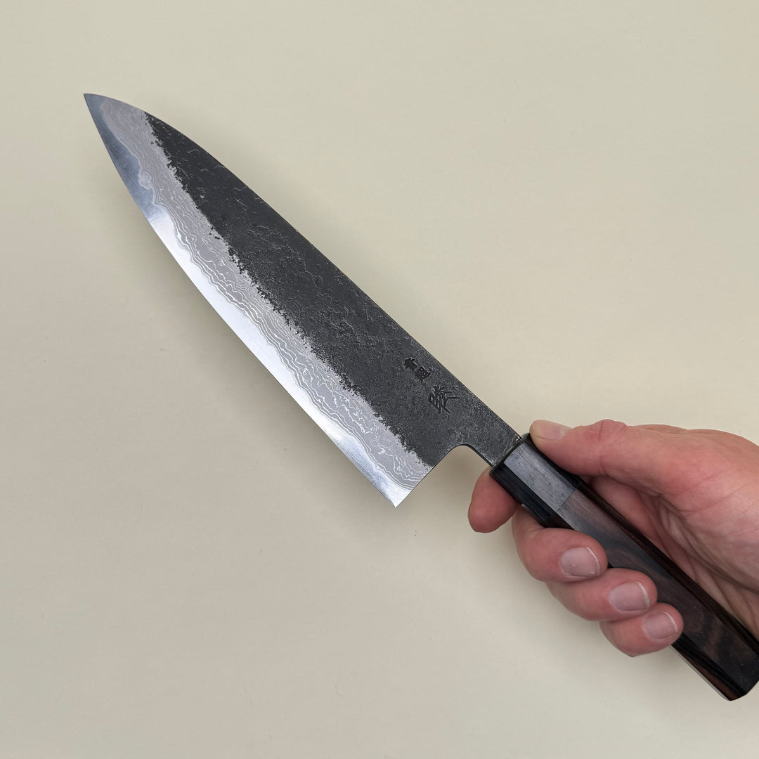 Mutsumi Honoura Blue Super Kurouchi Suminagashi Gyuto Knife 210mm