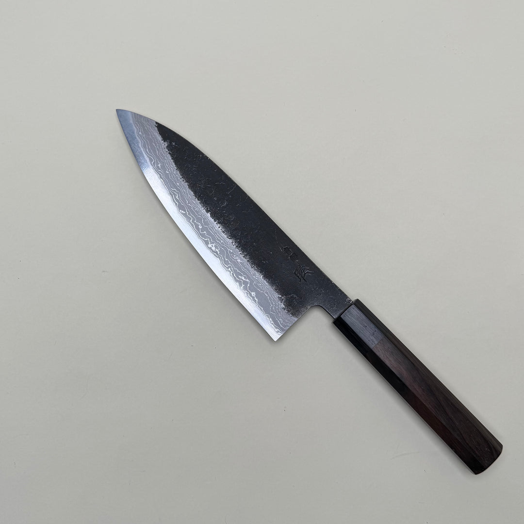 Mutsumi Honoura Blue Super Kurouchi Suminagashi Gyuto Knife 180mm