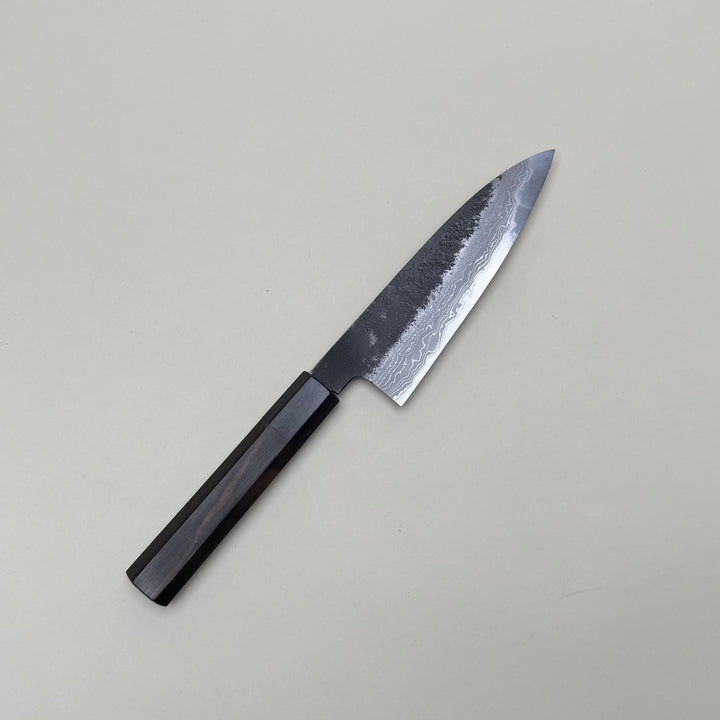 Mutsumi Honoura Blue Super Kurouchi Suminagashi Petty Knife 135mm