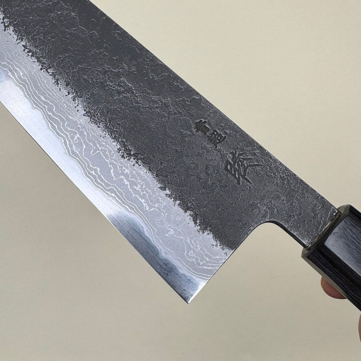 Mutsumi Honoura Blue Super Kurouchi Suminagashi Gyuto Knife 210mm