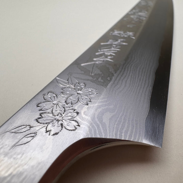 Sakai Takayuki Hana Fubuki Kengata Yanagiba, with Hand Engraved Cherry Blossom 300mm