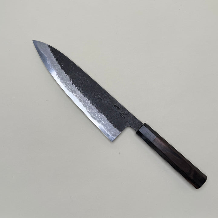 Mutsumi Honoura Blue Super Kurouchi Suminagashi Gyuto Knife 210mm