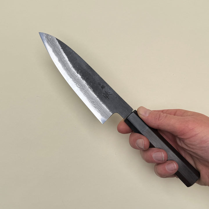 Mutsumi Honoura Blue Super Kurouchi Suminagashi Petty Knife 150mm