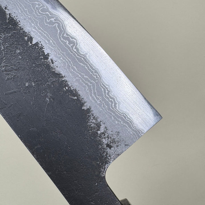 Mutsumi Honoura Blue Super Kurouchi Suminagashi Gyuto Knife 180mm