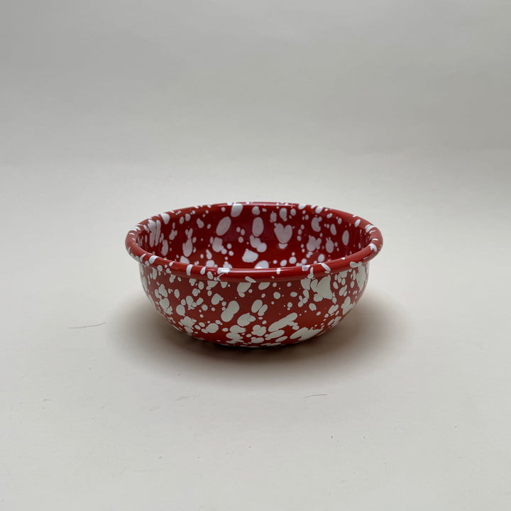 Enamel Breakfast Bowl - Terracotta and White
