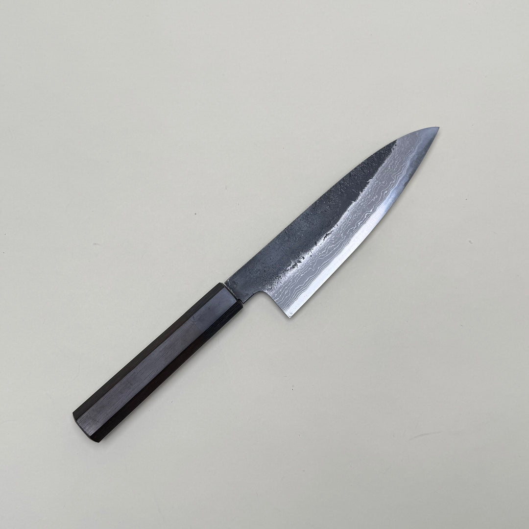 Mutsumi Honoura Blue Super Kurouchi Suminagashi Petty Knife 150mm