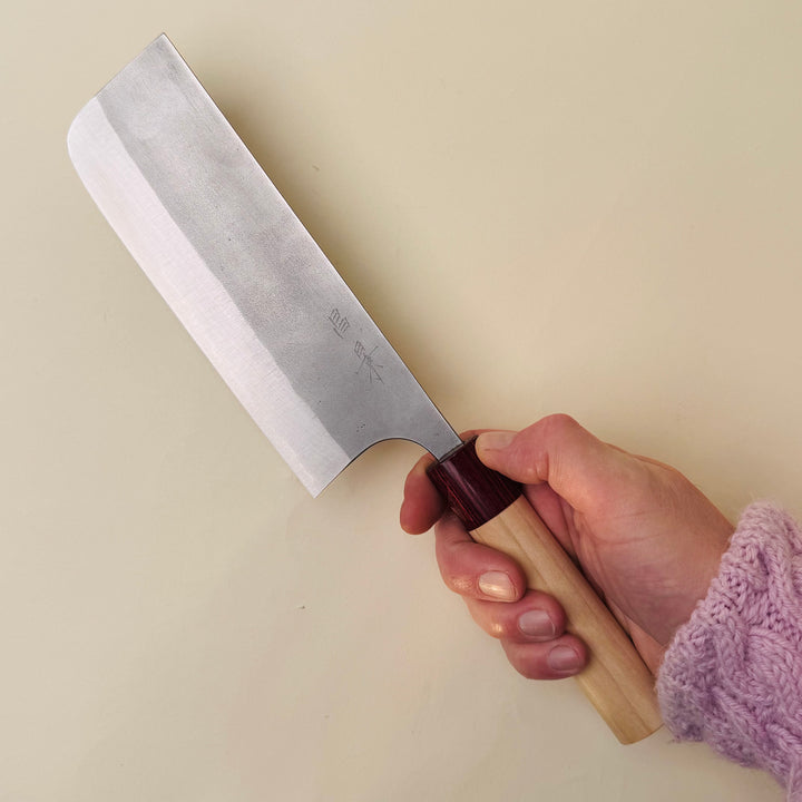 Masakage Yuki Nakiri -stainless clad san mai -carbon steel -community cutlery