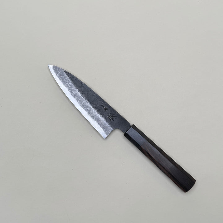 Mutsumi Honoura Blue Super Kurouchi Suminagashi Petty Knife 135mm