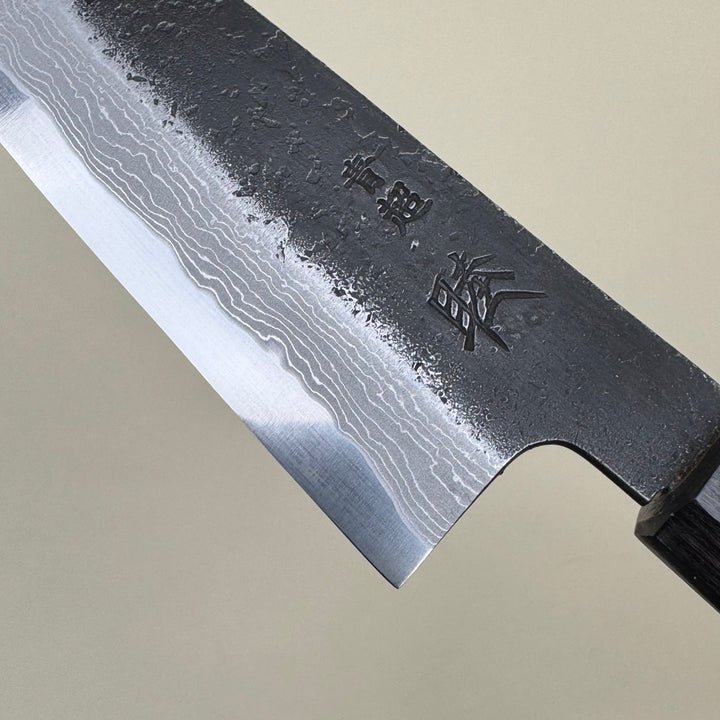 Mutsumi Honoura Blue Super Kurouchi Suminagashi Petty Knife 135mm