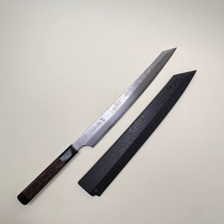 Sakai Takayuki Hana Fubuki Kengata Yanagiba, with Hand Engraved Cherry Blossom 300mm