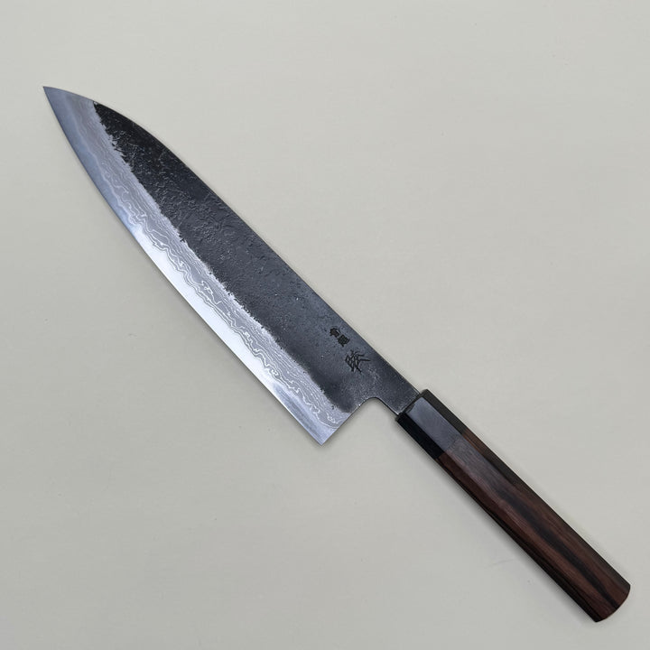 Mutsumi Honoura Blue Super Kurouchi Suminagashi Gyuto Knife 240mm