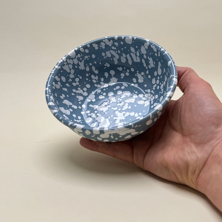 Enamel Breakfast Bowl - Pale blue and White