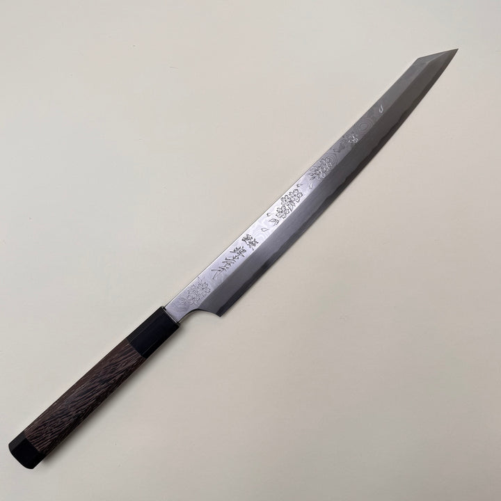 Sakai Takayuki Hana Fubuki Kengata Yanagiba, with Hand Engraved Cherry Blossom 300mm