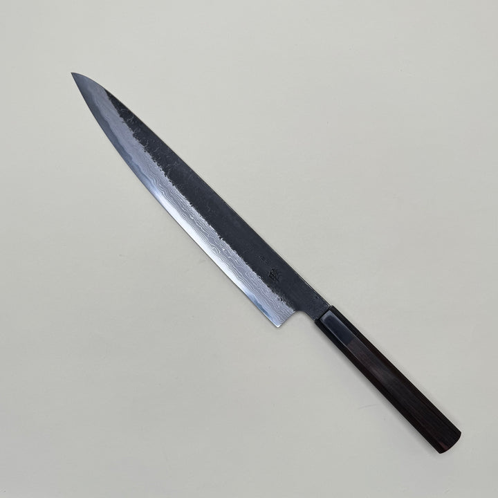 Mutsumi Honoura Blue Super Kurouchi Suminagashi Sujihiki Knife 270mm
