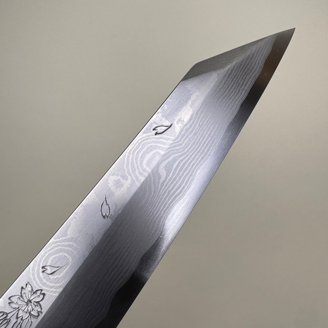 Sakai Takayuki Hana Fubuki Kengata Yanagiba, with Hand Engraved Cherry Blossom 300mm