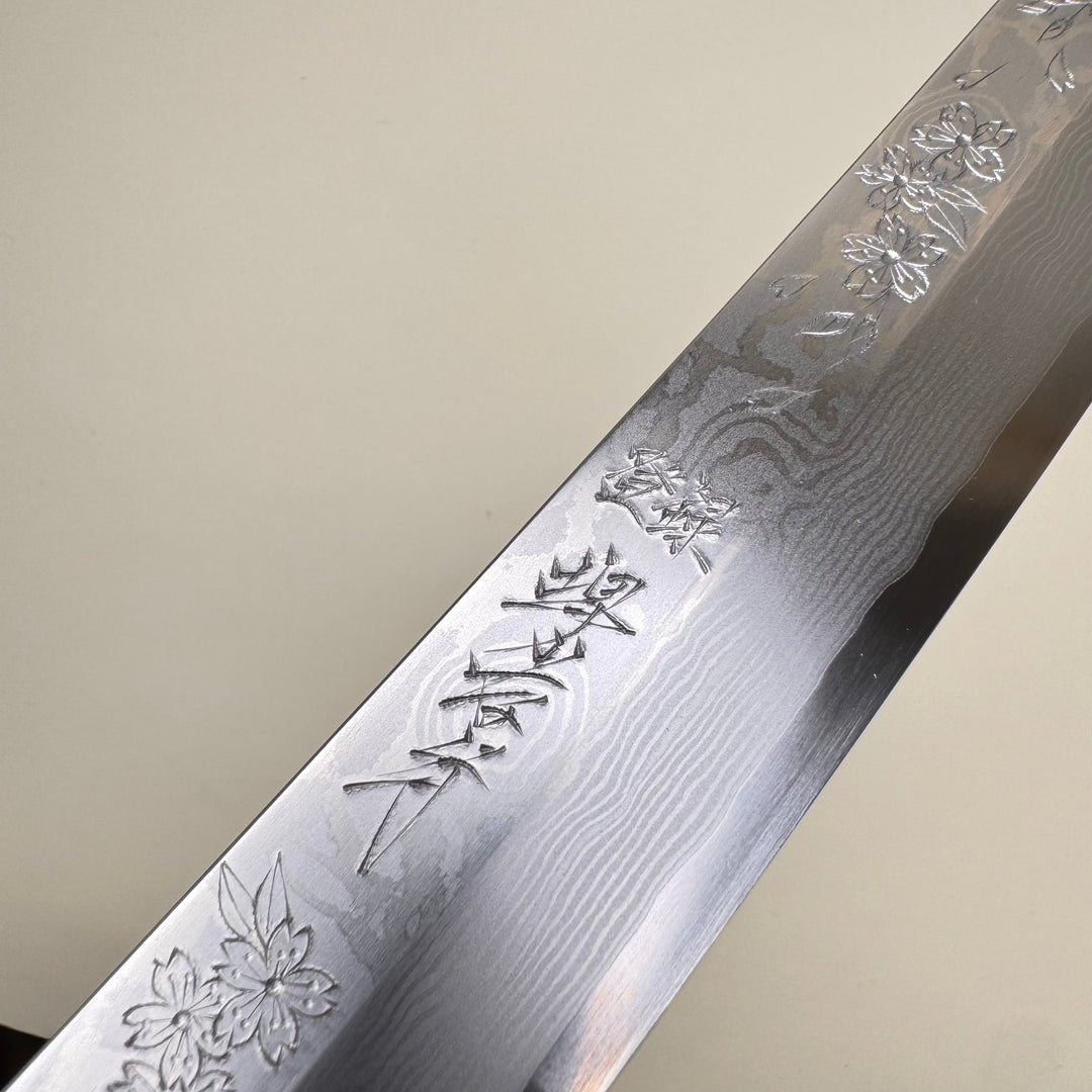 Sakai Takayuki Hana Fubuki Kengata Yanagiba, with Hand Engraved Cherry Blossom 300mm