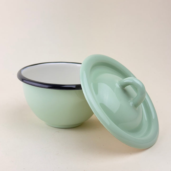 Ukrainian Enamel Bowl with lid