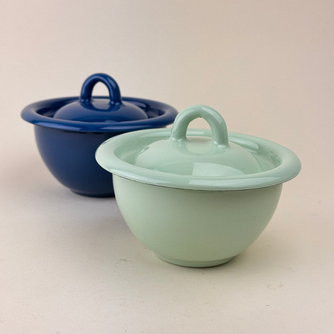 Ukrainian Enamel Bowl with lid
