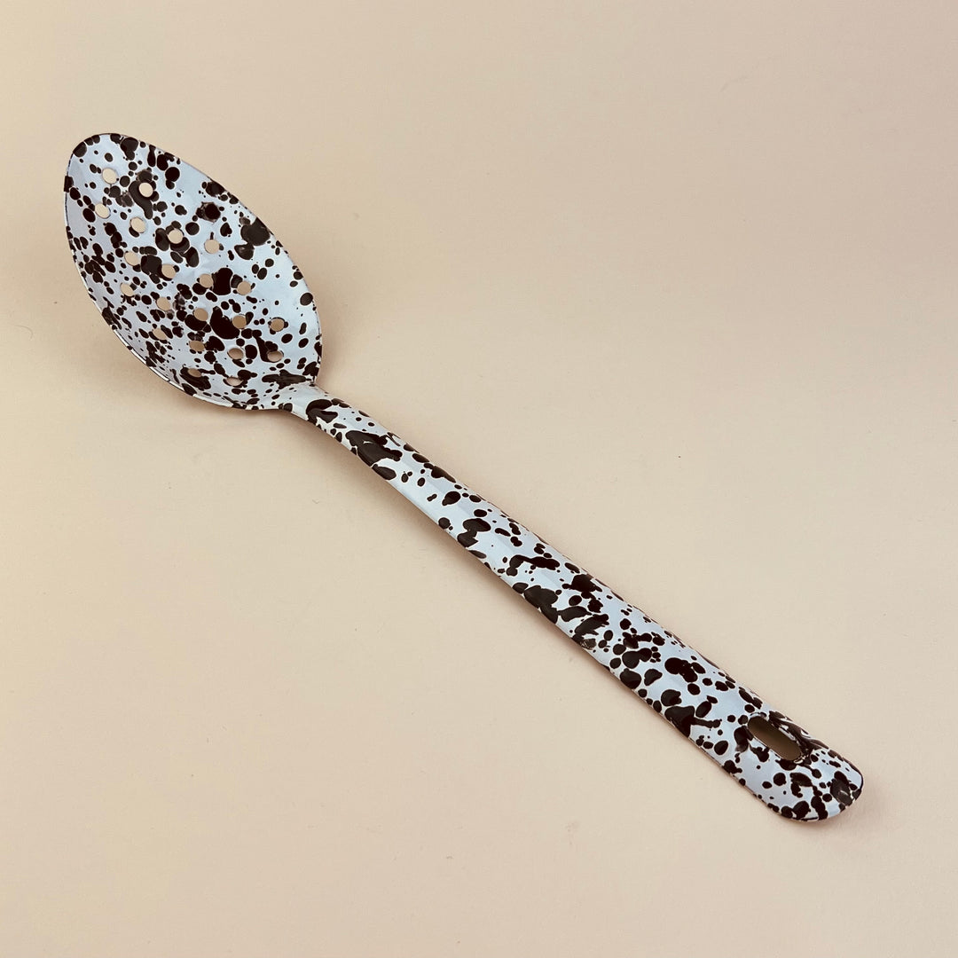 Splatter Enamelware Large Slotted Spoon