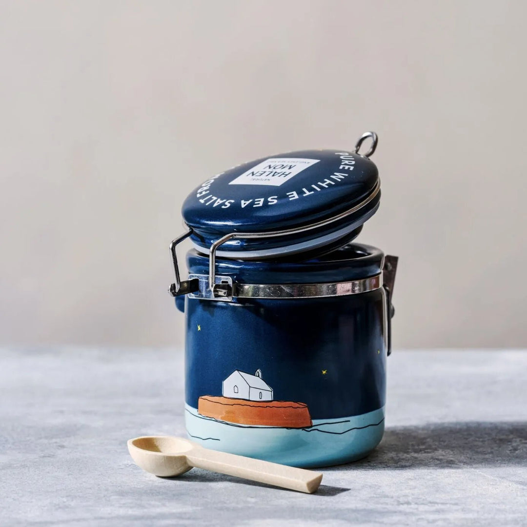 Blue Church - in - the - Sea Ceramic Jar with 100g Pure Sea Salt - Community Cutlery