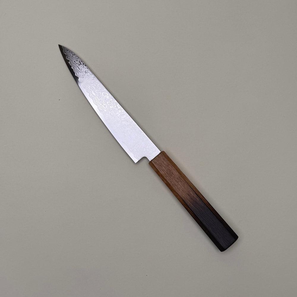 Damascus Petty 150mm ZA18 Burnt Oak Handle - Community Cutlery