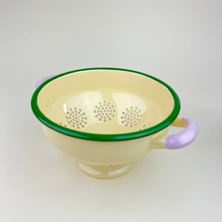 Enamel Colander - Cream and Green - Community Cutlery