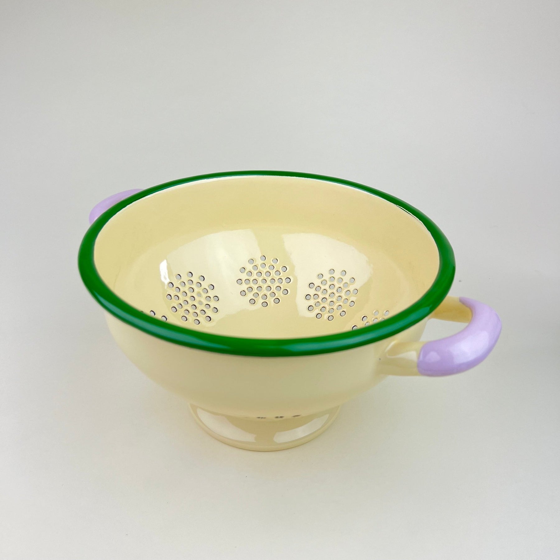 Enamel Colander - Cream and Green - Community Cutlery