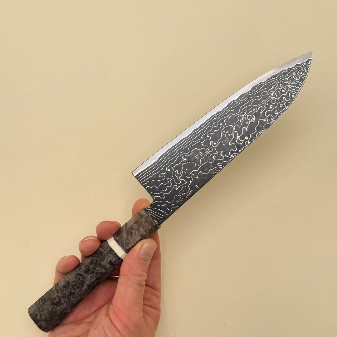 Hatsukokoro Ryuhyo SG2 Santoku Knife 180mm Kurozome Damascus-knife-Community Cutlery
