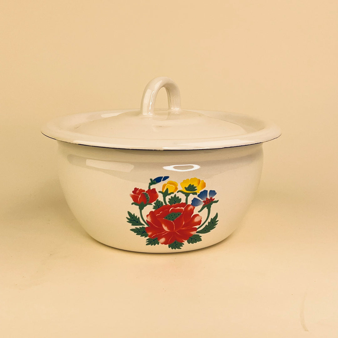 Large Enamel Bowl with lid