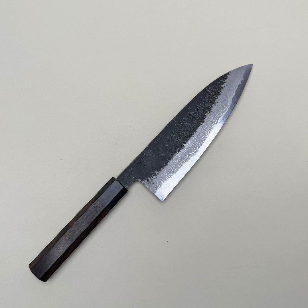 Mutsumi Honoura Blue Super Kurouchi Suminagashi Gyuto Knife 180mm - Community Cutlery