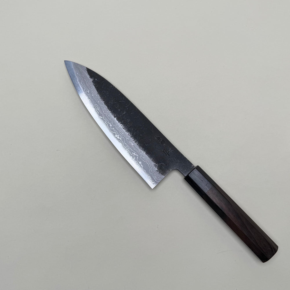 Mutsumi Honoura Blue Super Kurouchi Suminagashi Gyuto Knife 180mm - Community Cutlery