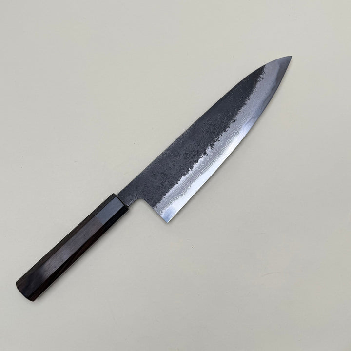 Mutsumi Honoura Blue Super Kurouchi Suminagashi Gyuto Knife 210mm - Community Cutlery