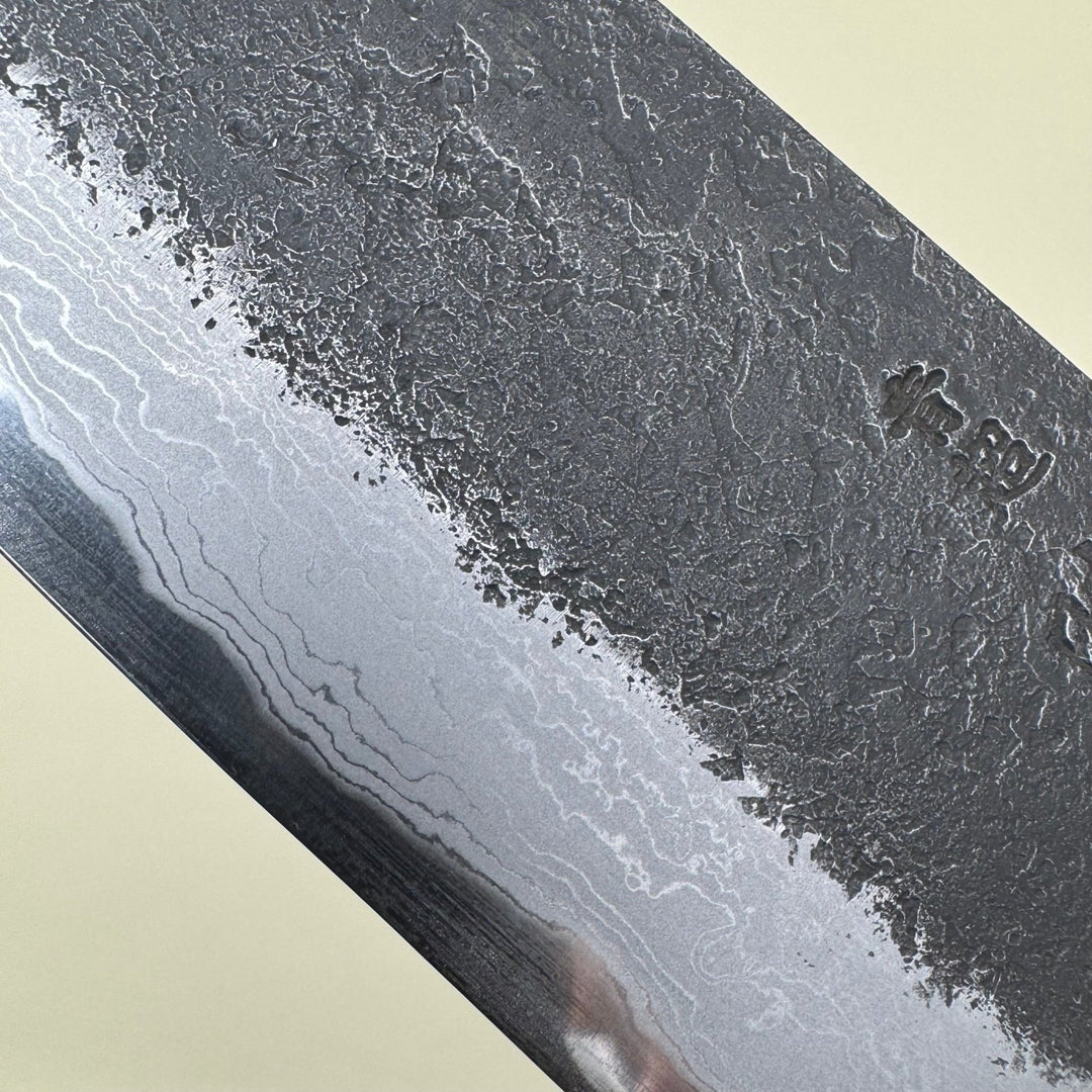 Mutsumi Honoura Blue Super Kurouchi Suminagashi Gyuto Knife 210mm - Community Cutlery