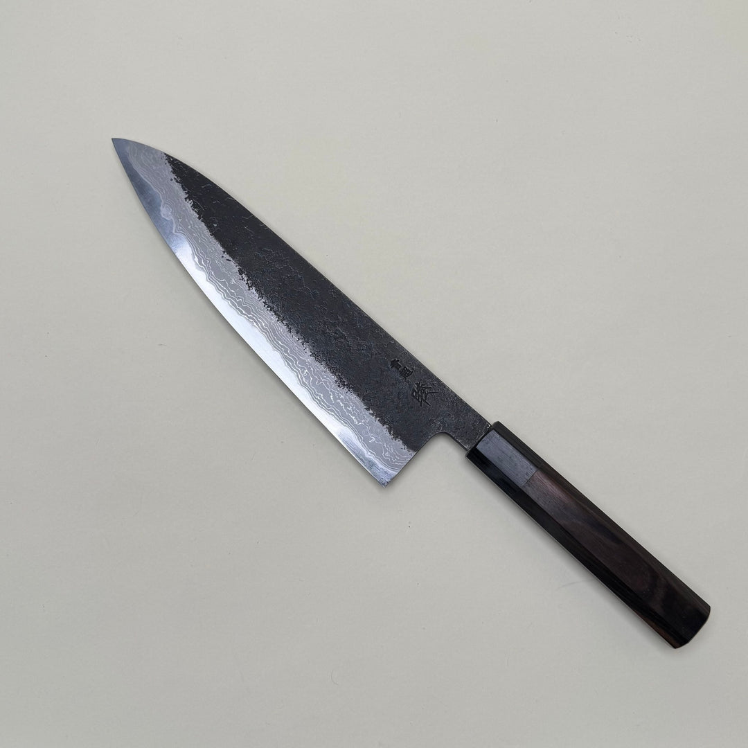 Mutsumi Honoura Blue Super Kurouchi Suminagashi Gyuto Knife 210mm - Community Cutlery
