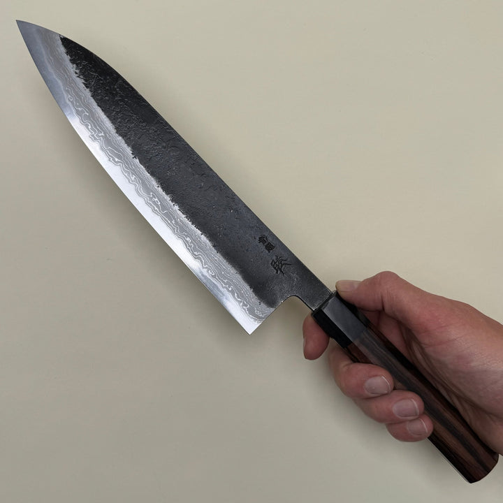 Mutsumi Honoura Blue Super Kurouchi Suminagashi Gyuto Knife 240mm - Community Cutlery