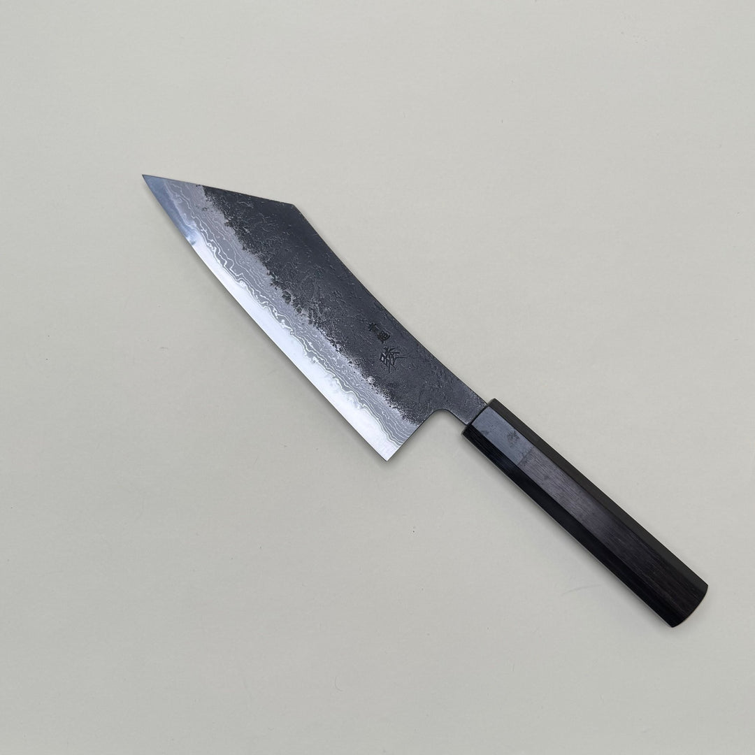 Mutsumi Honoura Blue Super Kurouchi Suminagashi Hakata Knife 180mm - Community Cutlery
