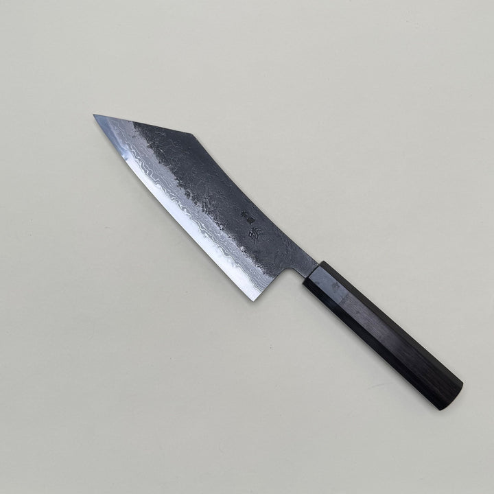 Mutsumi Honoura Blue Super Kurouchi Suminagashi Hakata Knife 180mm - Community Cutlery