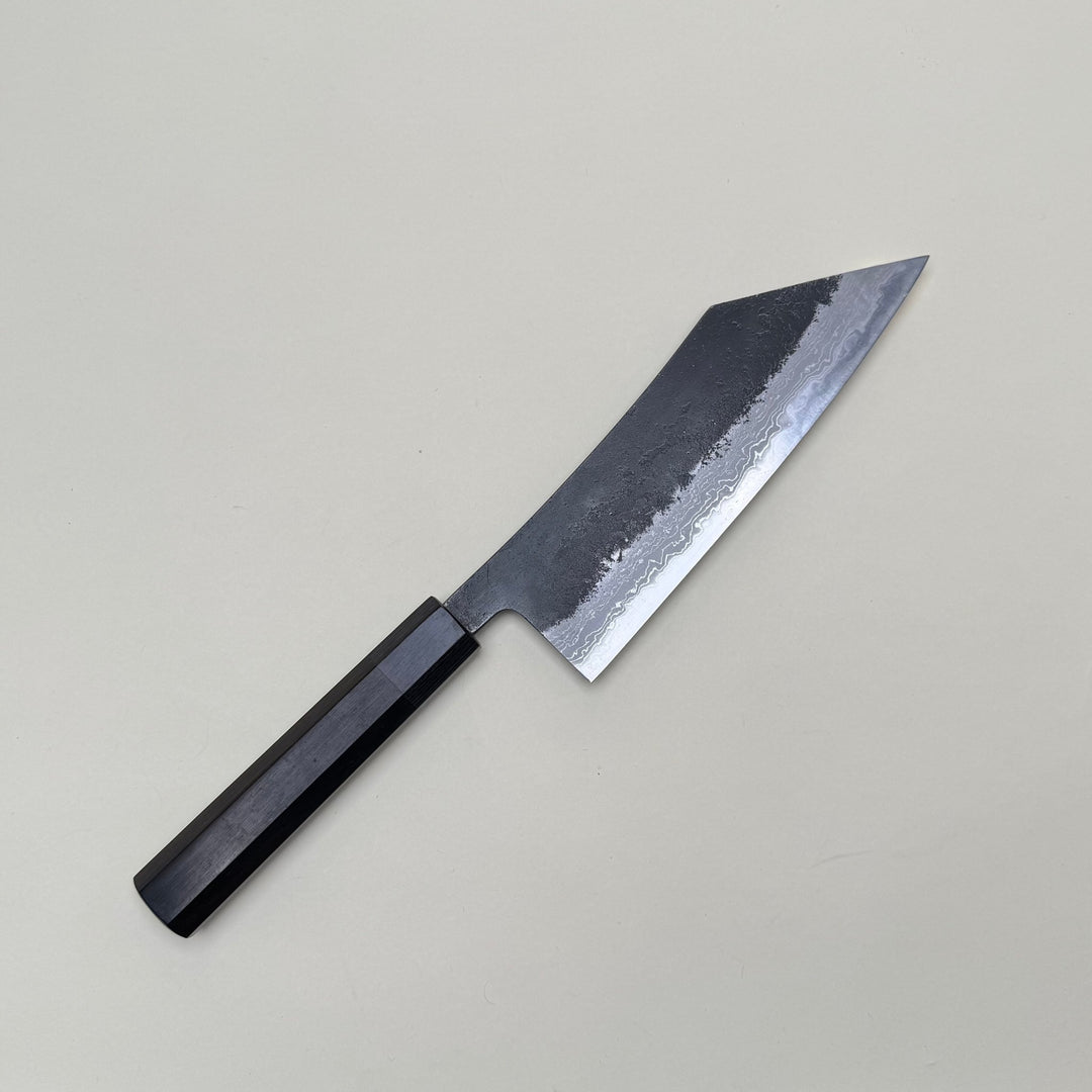 Mutsumi Honoura Blue Super Kurouchi Suminagashi Hakata Knife 180mm - Community Cutlery